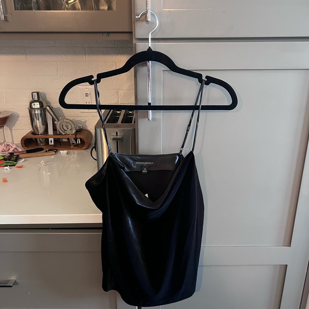 Banana Republic Black Satin Cowl-Neck Cami